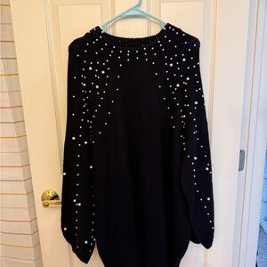 Francesca's Collections Black Pearl-Studded Dress